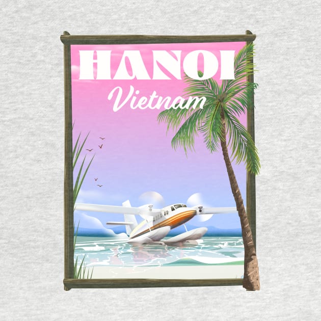 Hanoi Vietnam seaplane travel poster by nickemporium1